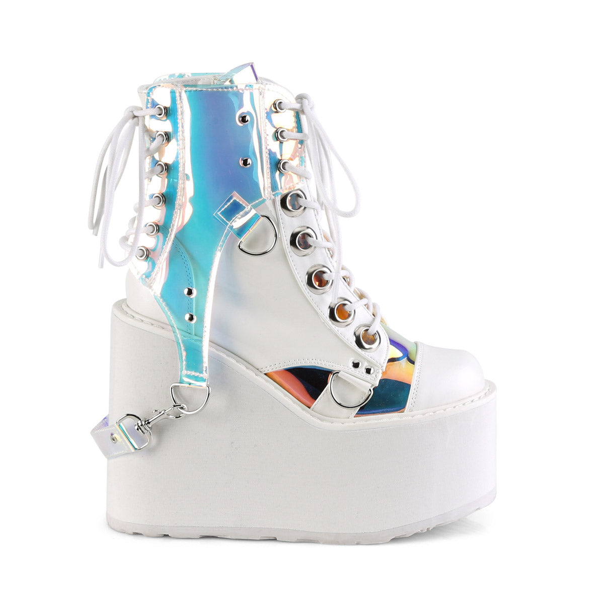 5 1/2" PF Lace-Up Ankle Boot w/ PVC Harnesss, Side Zip Pleaser Demonia SWING/115
