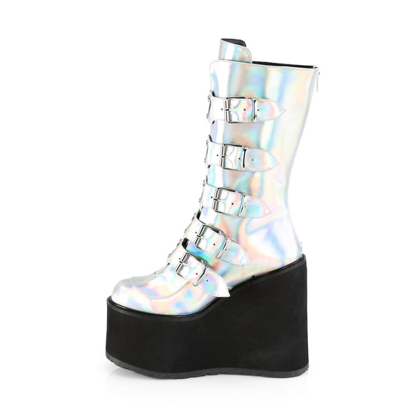 5 1/2" PF Mid-Calf Boot w/ 5 Buckle Straps, Back Metal Zip Pleaser Demonia SWING/230