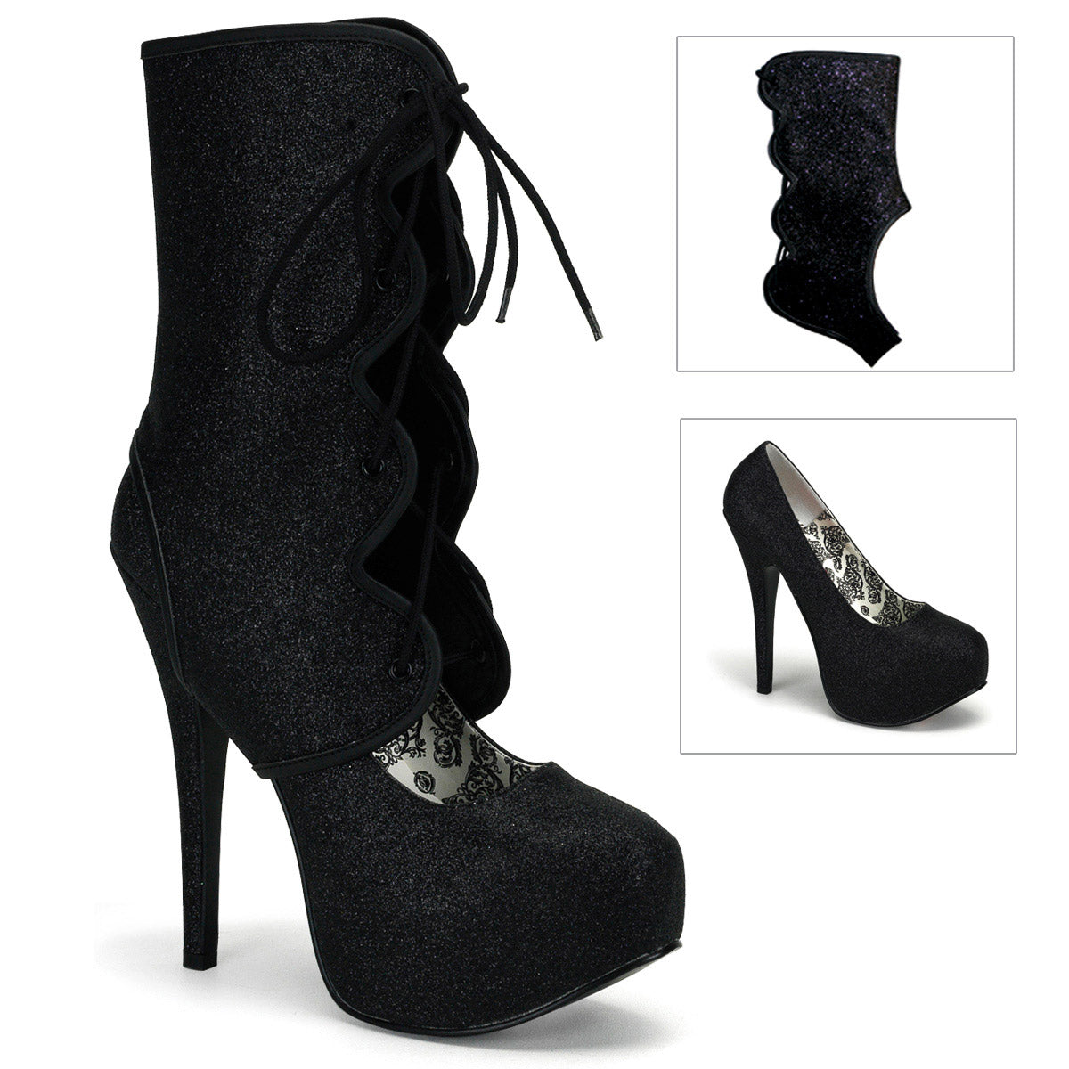 Sexy Platform Stiletto Ankle Length Glitter Pumps High Heels Shoes Secondary image