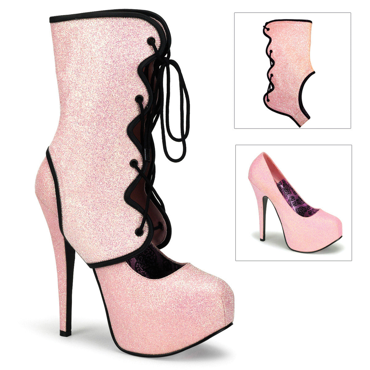 Sexy Platform Stiletto Ankle Length Glitter Pumps High Heels Shoes Pleaser Bordello TEEZE/31G Main image