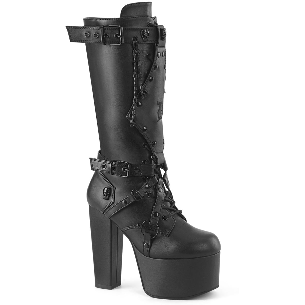 5 1/2" Heel, 3" Pf Lace Up Knee High Boot, Side Zip Secondary image