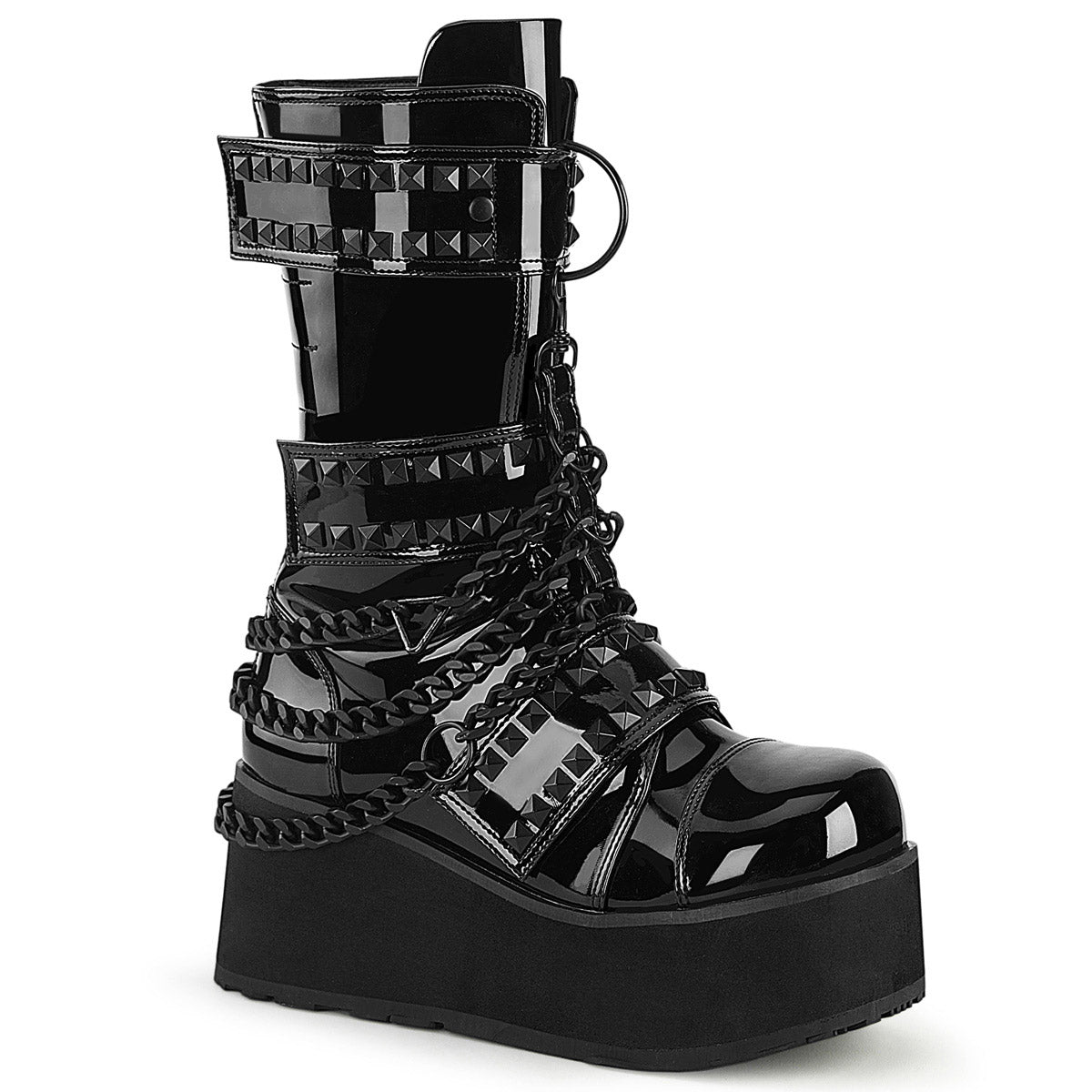 3" PF 3 Hook and Loop Strap Mid-Calf Boot, Back Zip Pleaser Demonia TRASHVILLE/138 Main image