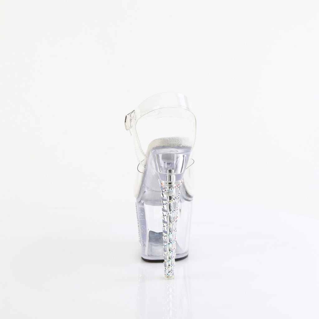 7" Unicorn Heel, 3 1/4" Pf Ankle Strap Sandal W/Rs Trucker G Pleaser Pleaser UNICORN/708TGRS