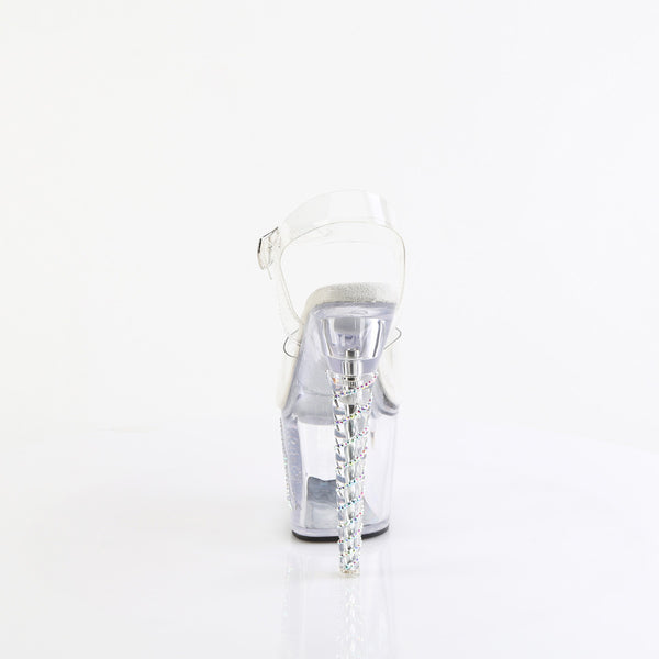 7" Unicorn Heel, 3 1/4" Pf Ankle Strap Sandal W/Rs Trucker G Pleaser Pleaser UNICORN/708TGRS