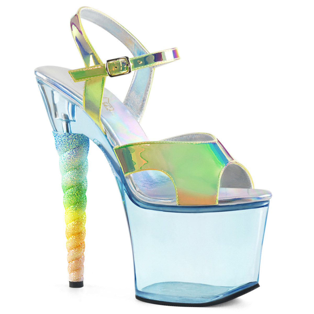 7" Heel, 3 1/4" PF Ankle Strap Sandal w/ Unicorn Heel Pleaser  UNICORN/711T Main image
