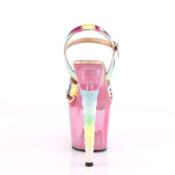 7" Heel, 3 1/4" PF Ankle Strap Sandal w/ Unicorn Heel Pleaser Pleaser UNICORN/711T