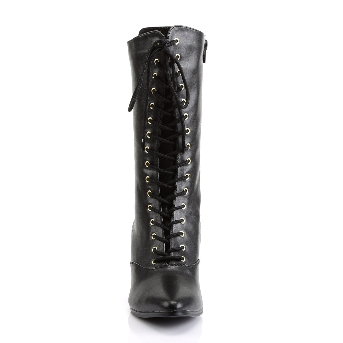 Sexy Pointed Toe Lace Up Mid Calf Booties Kitten Heel Boots Shoes Secondary image