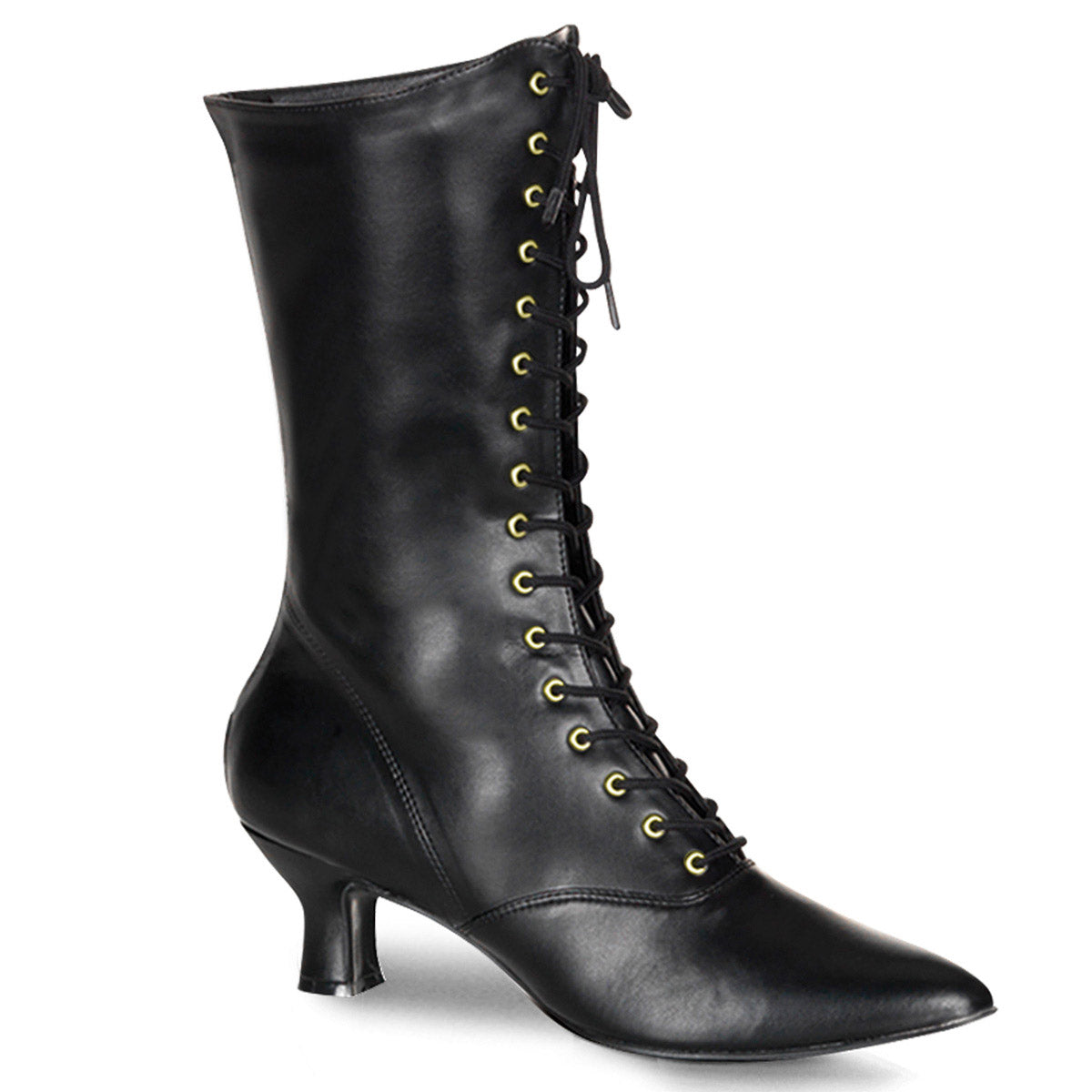 Sexy Pointed Toe Lace Up Mid Calf Booties Kitten Heel Boots Shoes Pleaser Funtasma VICTORIAN/120 Main image