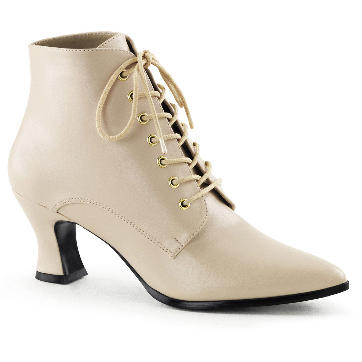 Sexy Lace Up Pointed Toe Ankle Booties Kitten Heel Boots Shoes Pleaser Funtasma VICTORIAN/35