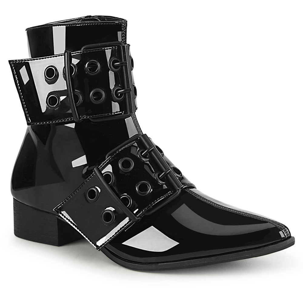 1" Block Heel Pointed Toe Ankle Boot, Side Zip Pleaser Demonia WARLOCK/55 Main image