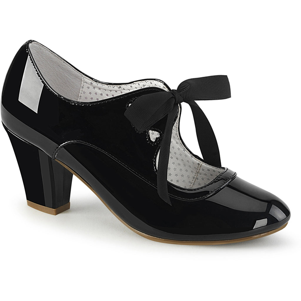 2 1/2" Cuben Heel Mary Jane Pump W/ribbon Tie Pleaser Pin Up Couture WIGGLE/32