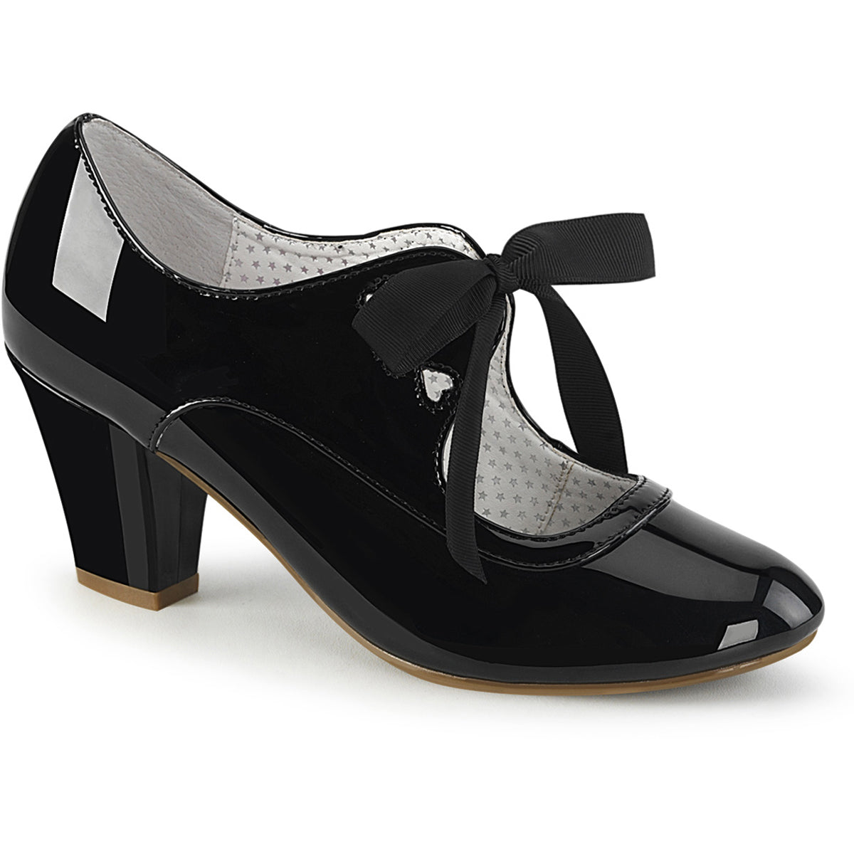2 1/2" Cuben Heel Mary Jane Pump W/ribbon Tie Pleaser Pin Up Couture WIGGLE/32