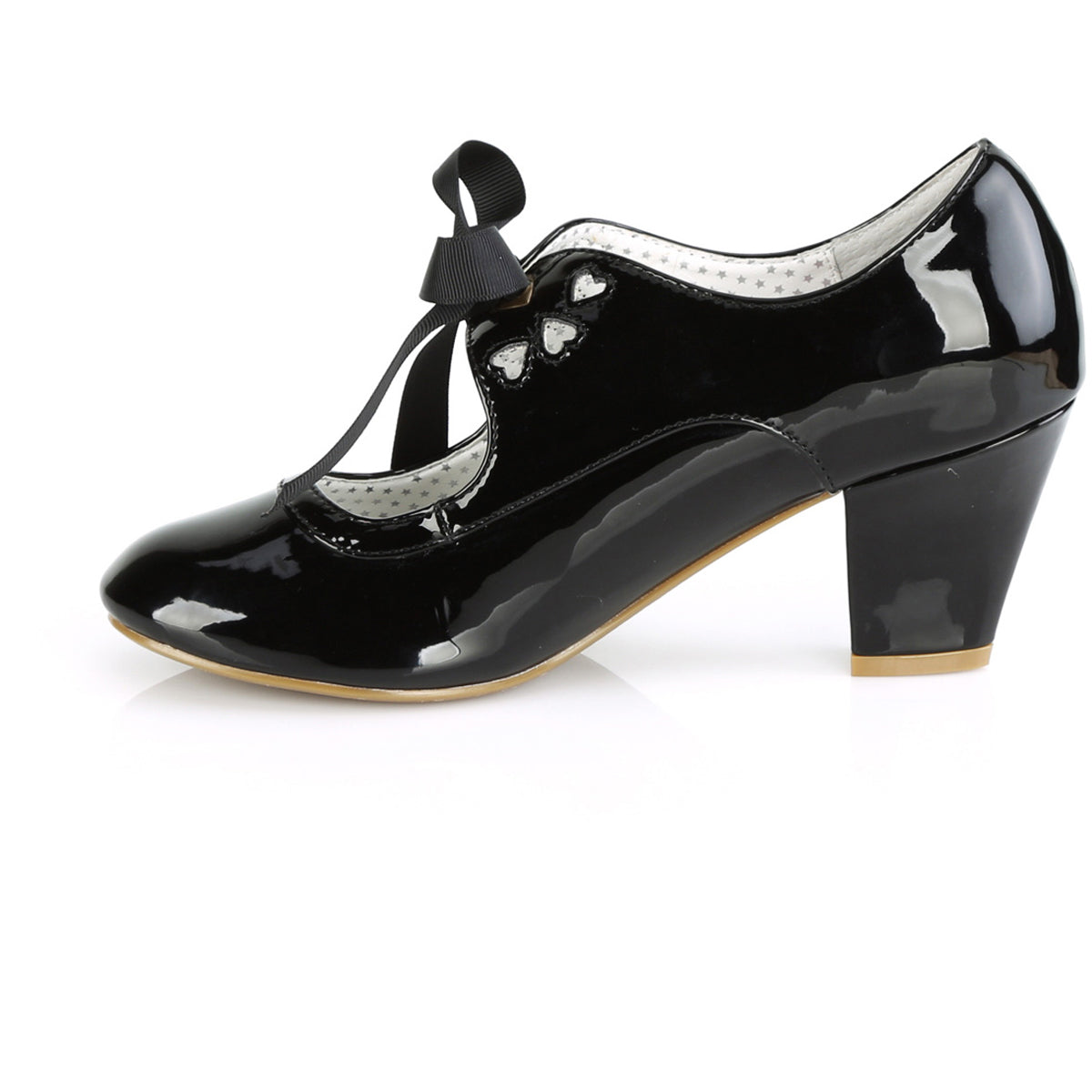 2 1/2" Cuben Heel Mary Jane Pump W/ribbon Tie Pleaser Pin Up Couture WIGGLE/32