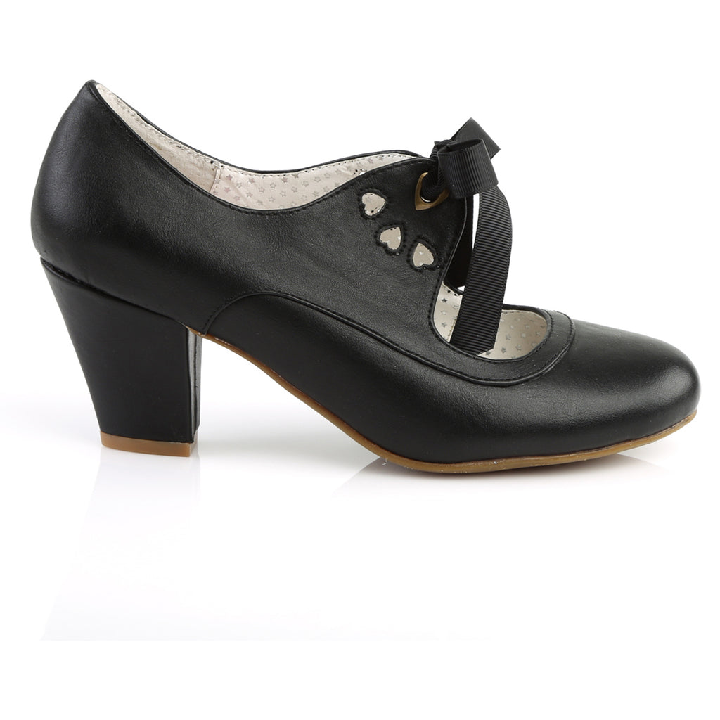 2 1/2" Cuben Heel Mary Jane Pump W/ Ribbon Tie Pleaser Pin Up Couture WIGGLE/32