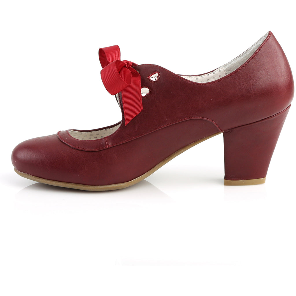 2 1/2" Cuben Heel Mary Jane Pump W/ Ribbon Tie Pleaser Pin Up Couture WIGGLE/32