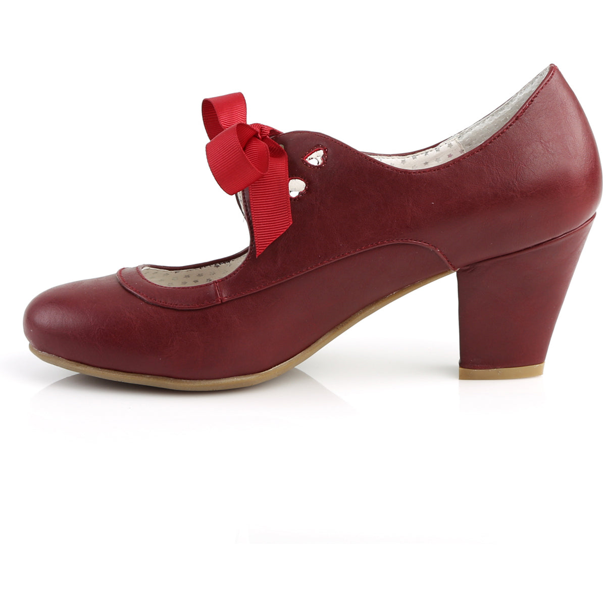 2 1/2" Cuben Heel Mary Jane Pump W/ Ribbon Tie Pleaser Pin Up Couture WIGGLE/32