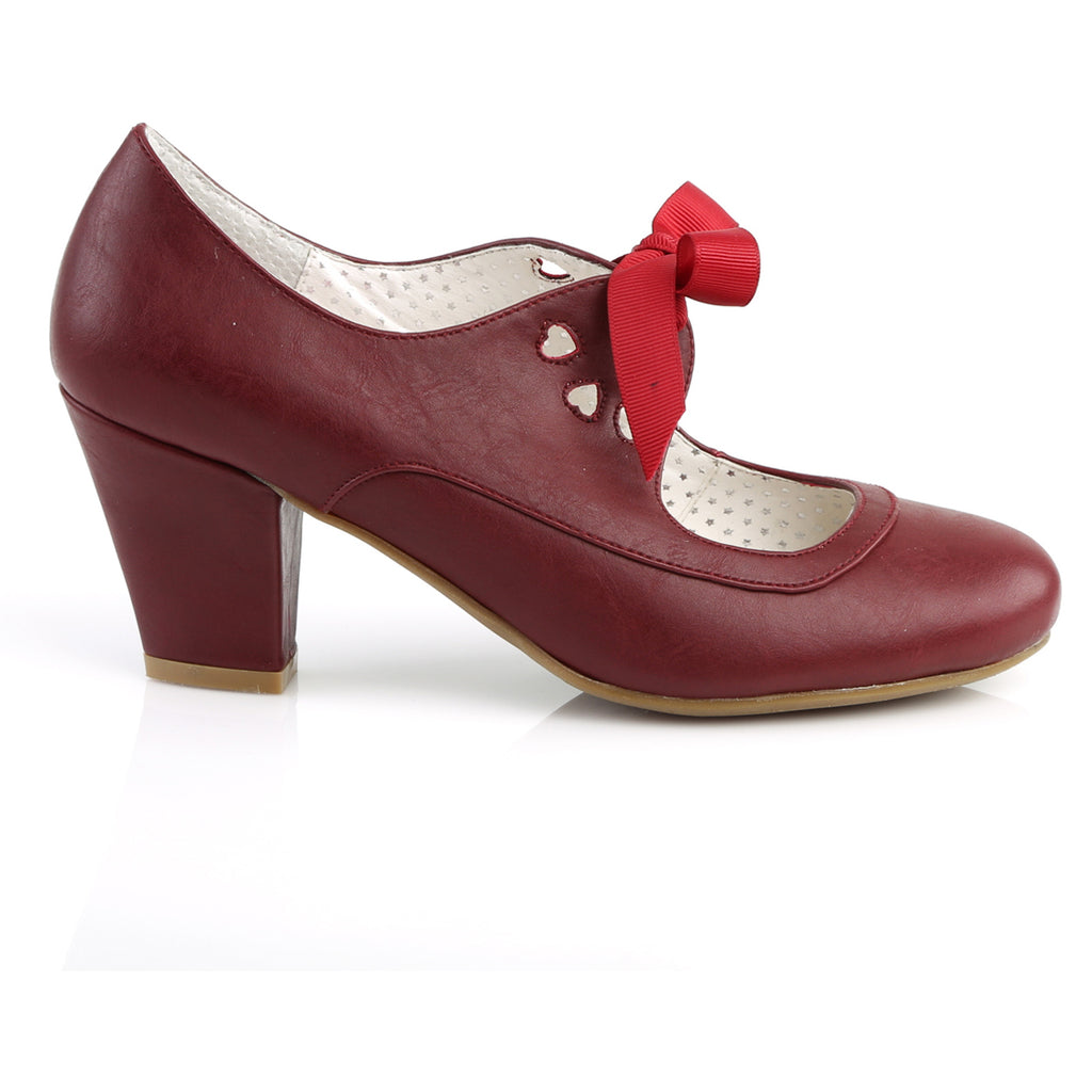 2 1/2" Cuben Heel Mary Jane Pump W/ Ribbon Tie Pleaser Pin Up Couture WIGGLE/32