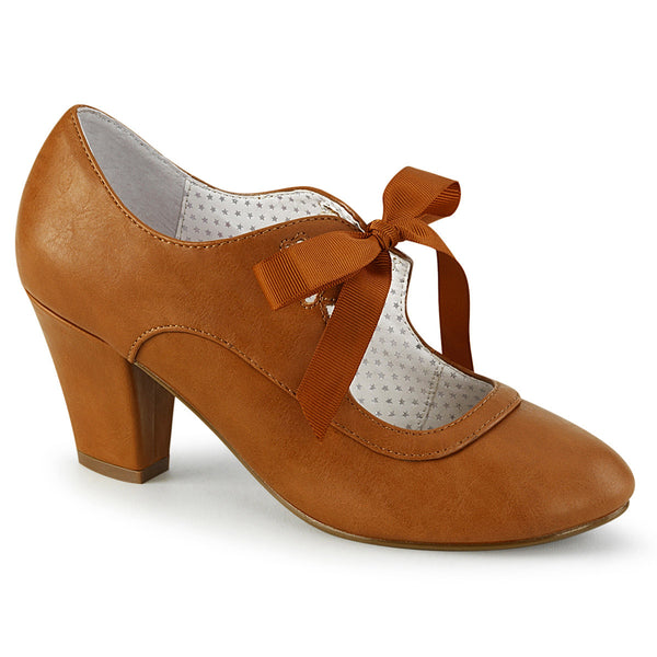2 1/2" Cuben Heel Mary Jane Pump W/ribbon Tie Pleaser Pin Up Couture WIGGLE/32