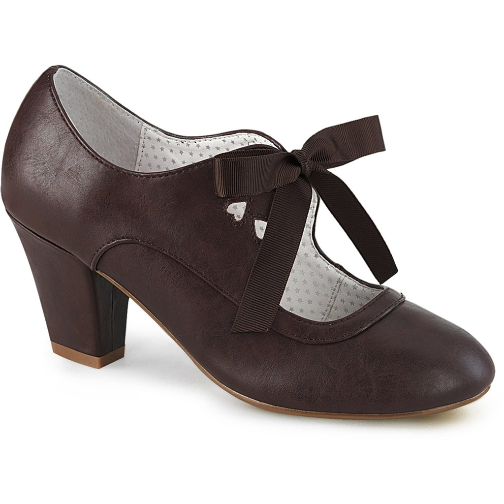 2 1/2" Cuben Heel Mary Jane Pump W/ribbon Tie Pleaser Pin Up Couture WIGGLE/32