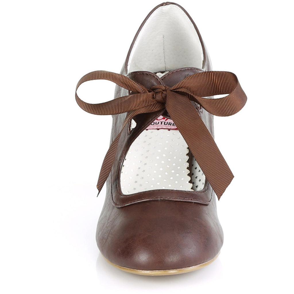 2 1/2" Cuben Heel Mary Jane Pump W/ribbon Tie Pleaser Pin Up Couture WIGGLE/32