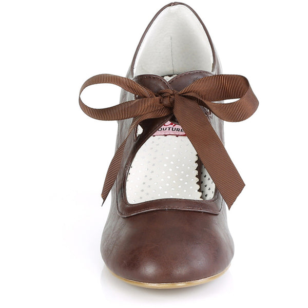 2 1/2" Cuben Heel Mary Jane Pump W/ribbon Tie Pleaser Pin Up Couture WIGGLE/32