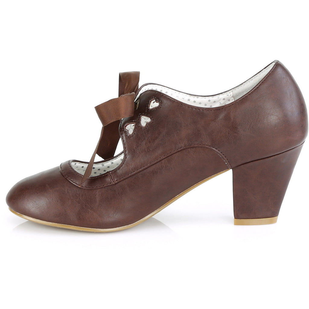 2 1/2" Cuben Heel Mary Jane Pump W/ribbon Tie Pleaser Pin Up Couture WIGGLE/32