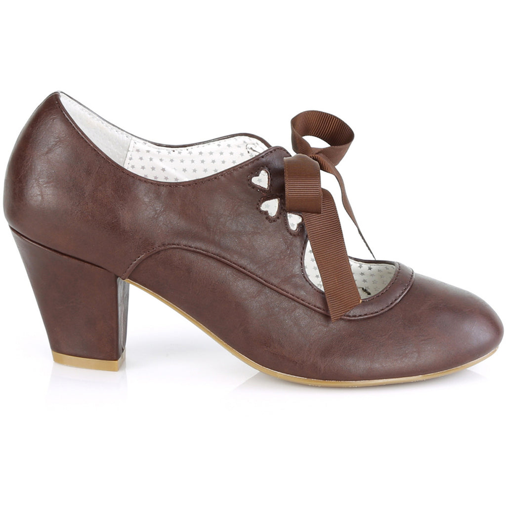2 1/2" Cuben Heel Mary Jane Pump W/ribbon Tie Pleaser Pin Up Couture WIGGLE/32