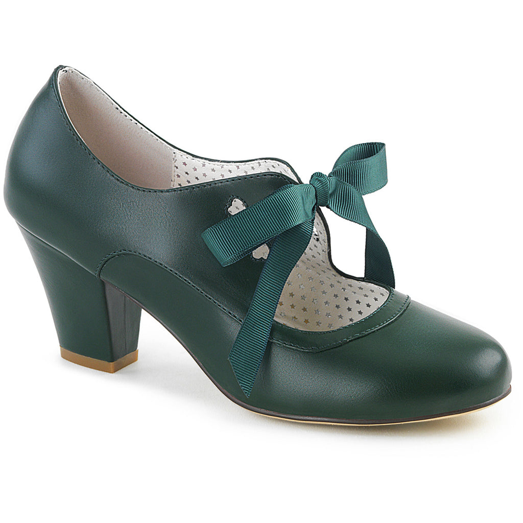 2 1/2" Cuben Heel Mary Jane Pump W/ Ribbon Tie Pleaser Pin Up Couture WIGGLE/32
