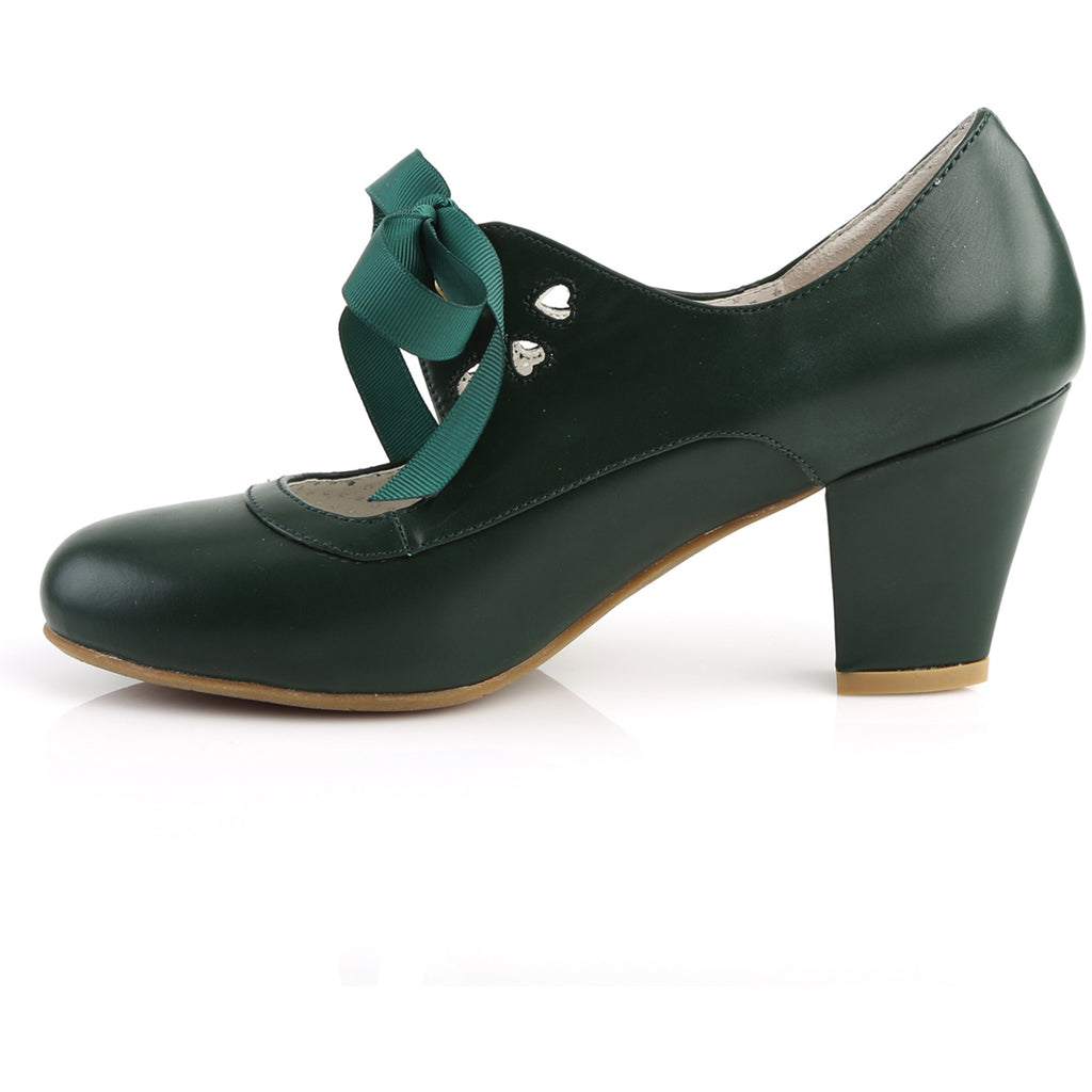 2 1/2" Cuben Heel Mary Jane Pump W/ Ribbon Tie Pleaser Pin Up Couture WIGGLE/32