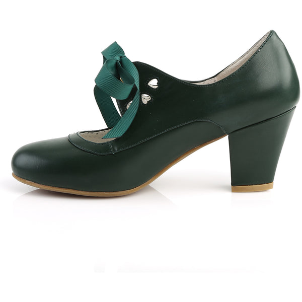 2 1/2" Cuben Heel Mary Jane Pump W/ Ribbon Tie Pleaser Pin Up Couture WIGGLE/32