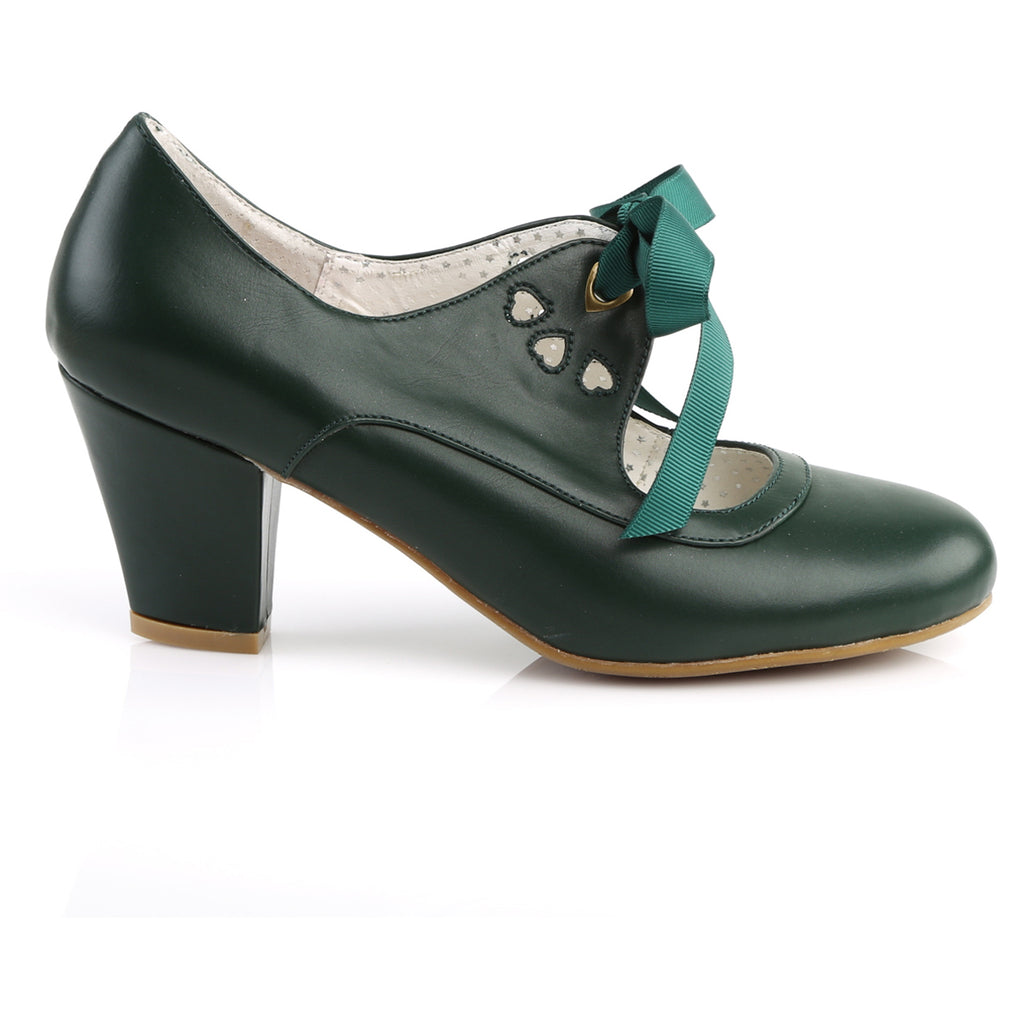 2 1/2" Cuben Heel Mary Jane Pump W/ Ribbon Tie Pleaser Pin Up Couture WIGGLE/32