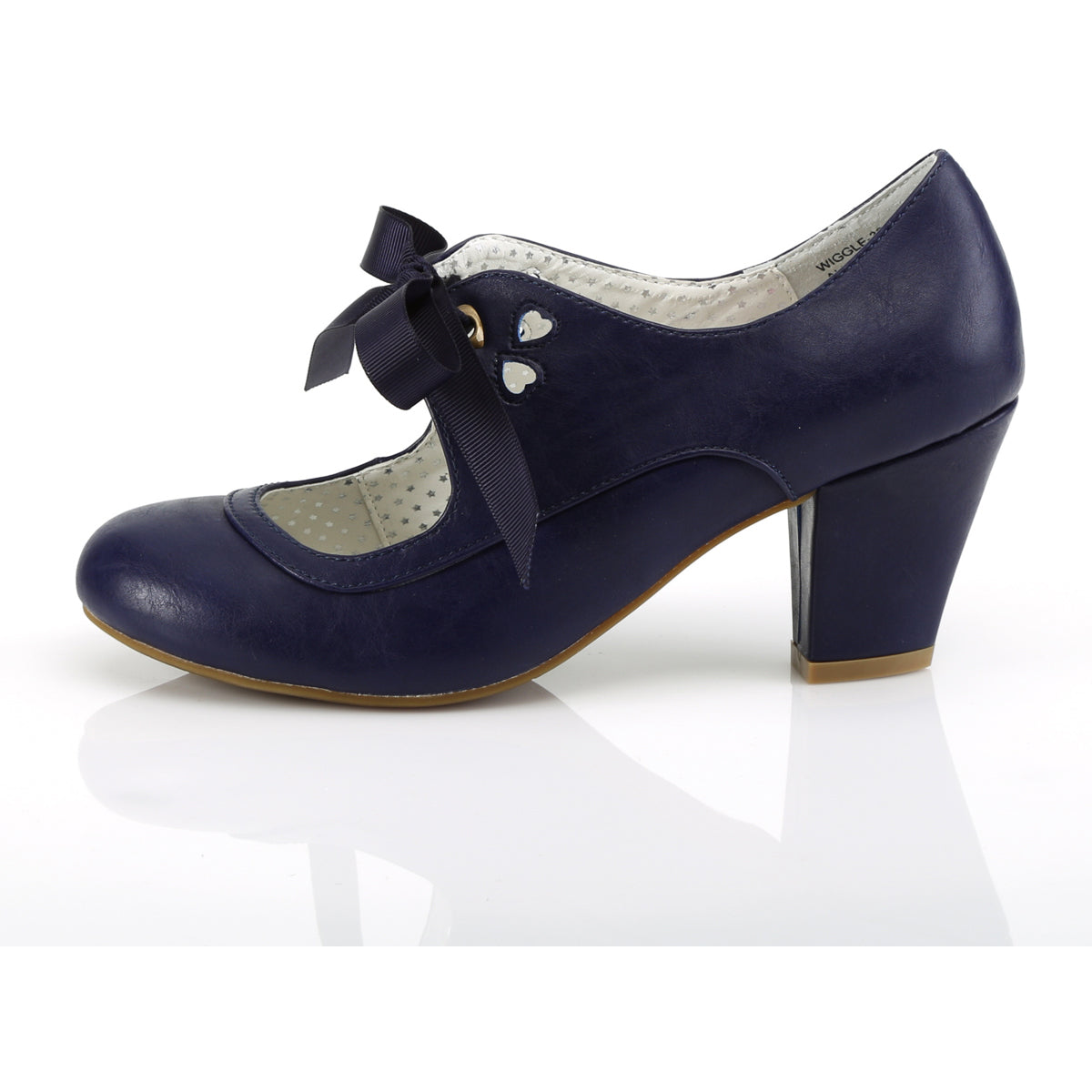 2 1/2" Cuben Heel Mary Jane Pump W/ Ribbon Tie Pleaser Pin Up Couture WIGGLE/32