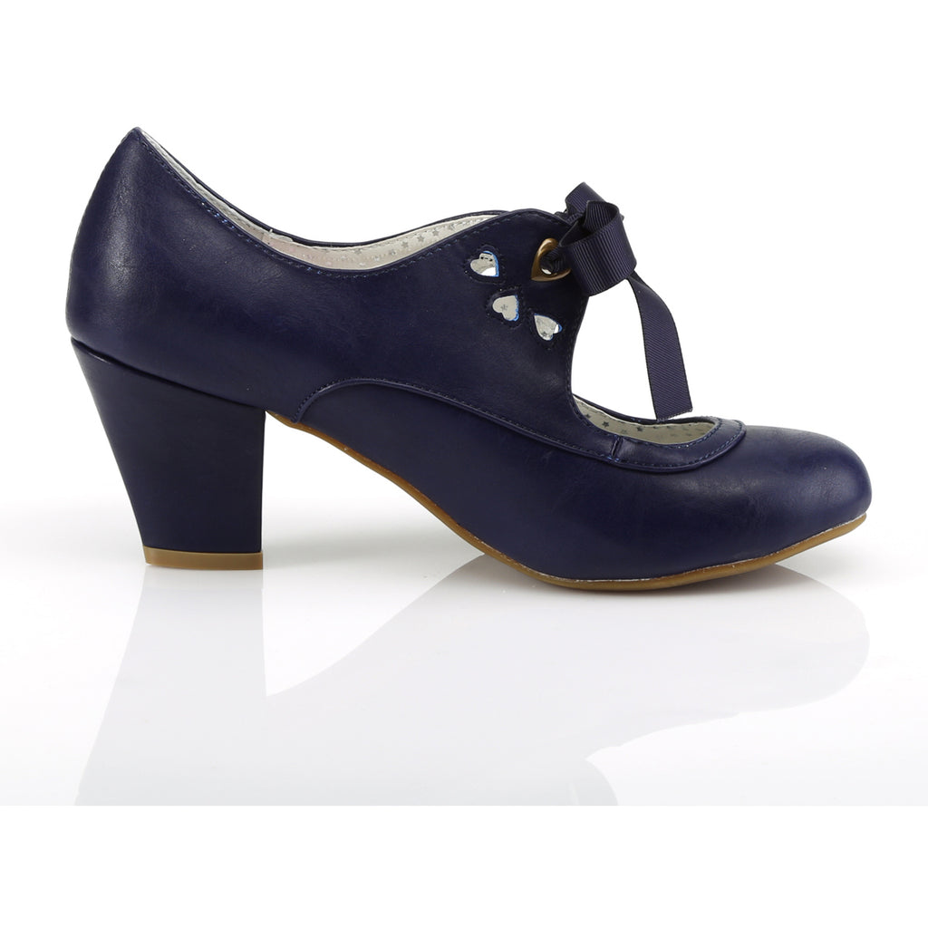 2 1/2" Cuben Heel Mary Jane Pump W/ Ribbon Tie Pleaser Pin Up Couture WIGGLE/32