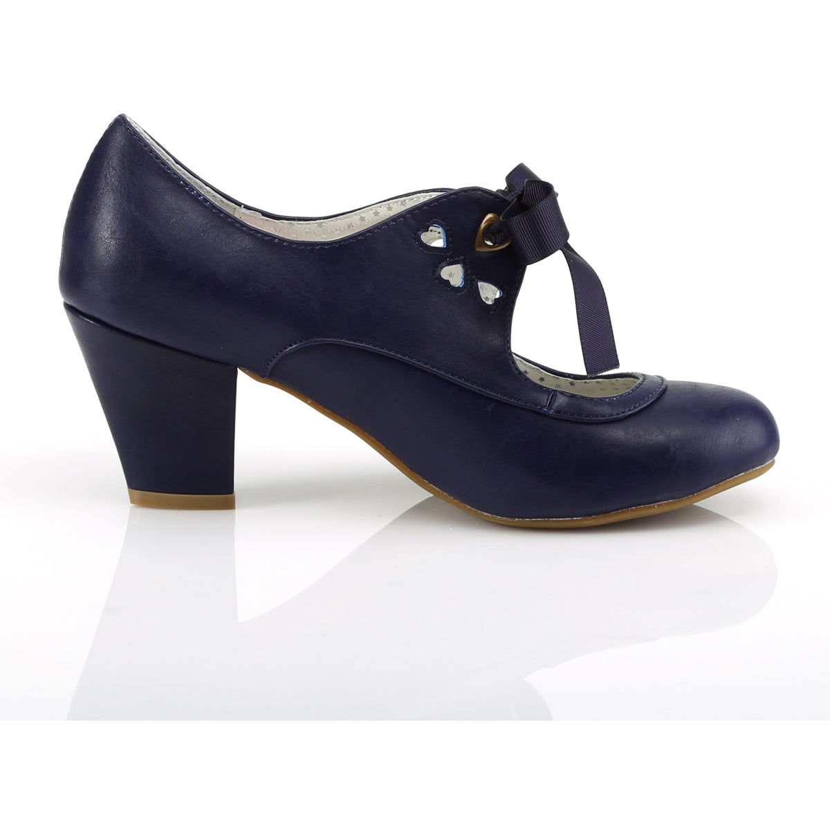2 1/2" Cuben Heel Mary Jane Pump W/ Ribbon Tie Pleaser Pin Up Couture WIGGLE/32