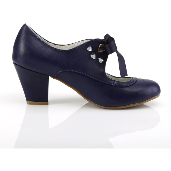 2 1/2" Cuben Heel Mary Jane Pump W/ Ribbon Tie Pleaser Pin Up Couture WIGGLE/32