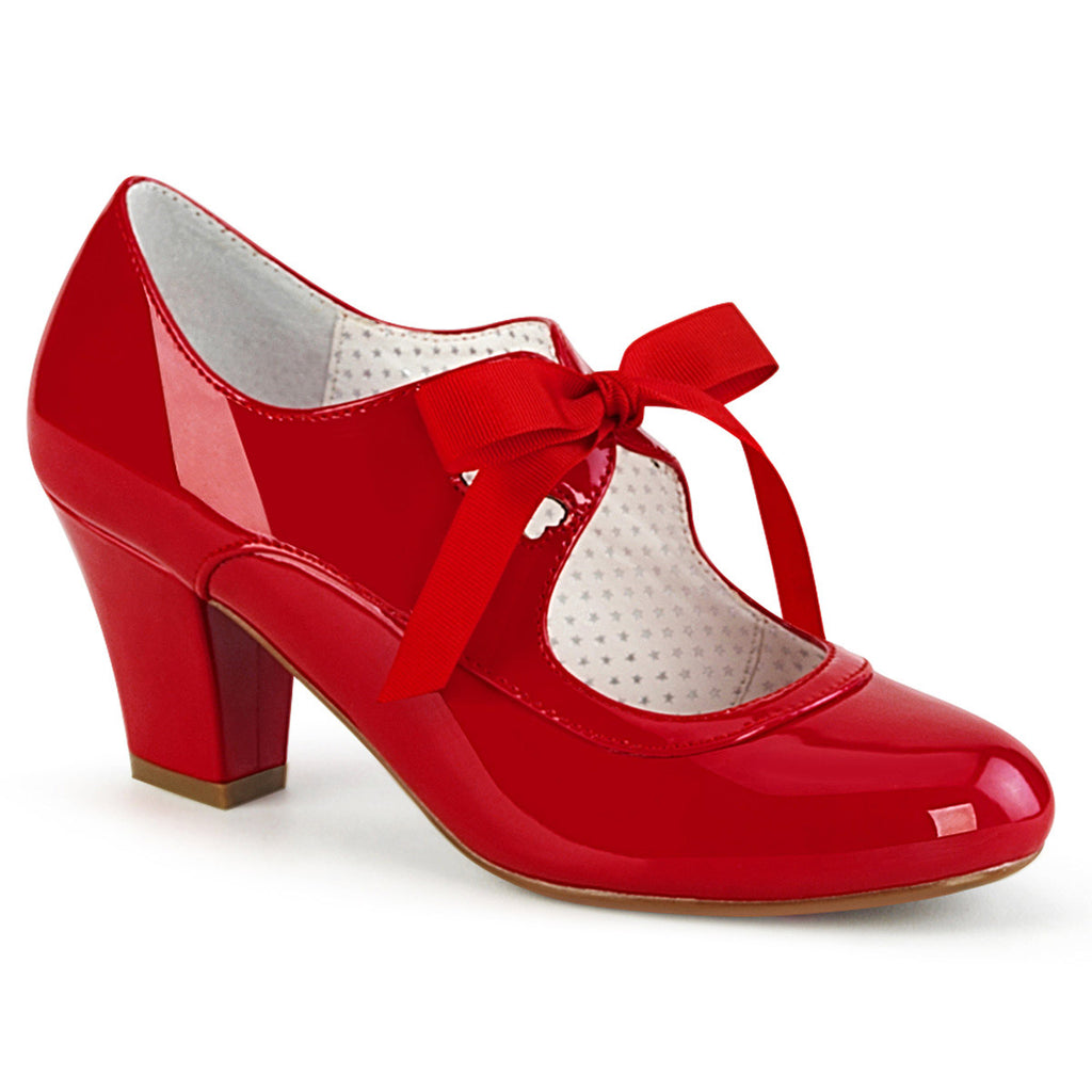 2 1/2" Cuben Heel Mary Jane Pump W/ribbon Tie Pleaser Pin Up Couture WIGGLE/32