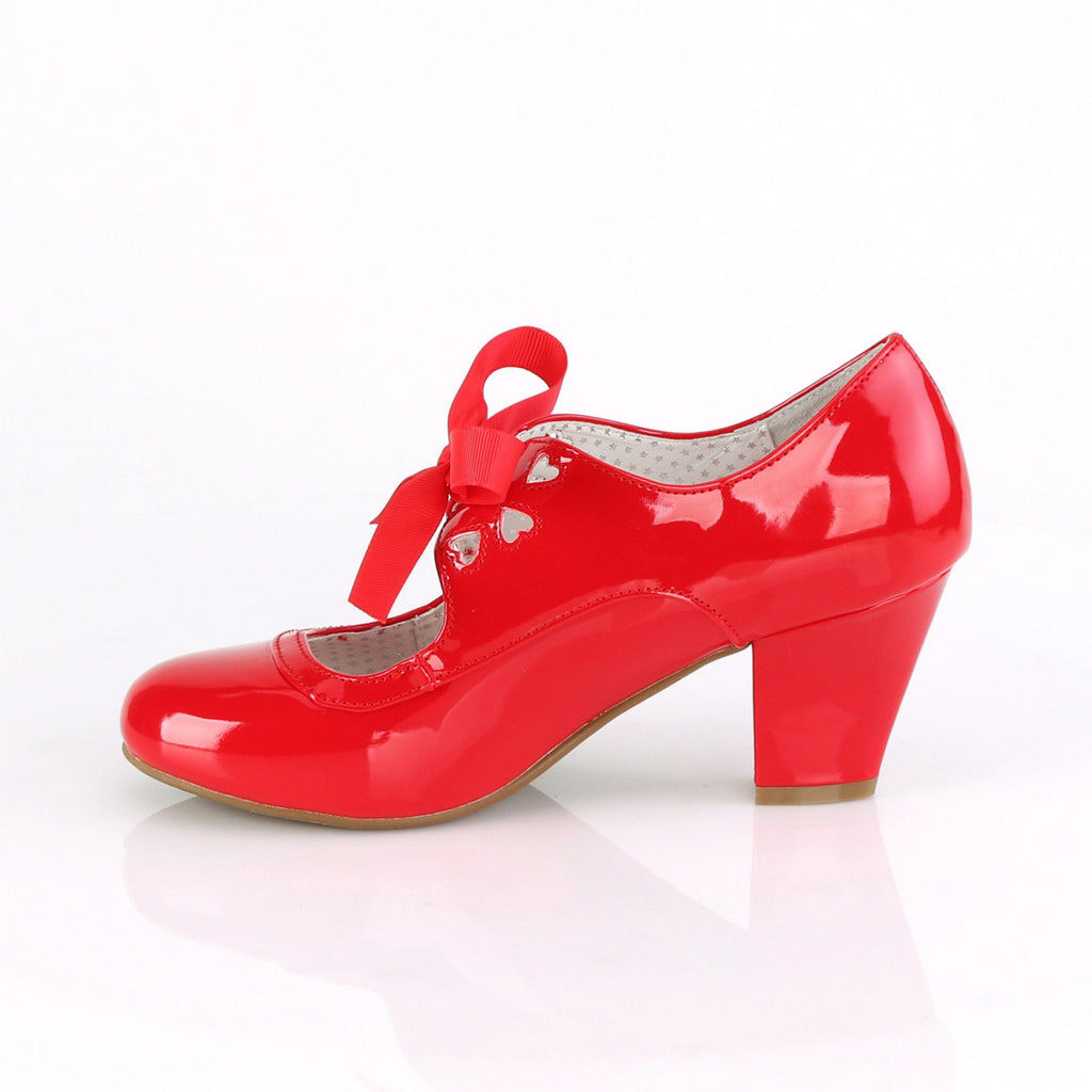 2 1/2" Cuben Heel Mary Jane Pump W/ribbon Tie Pleaser Pin Up Couture WIGGLE/32