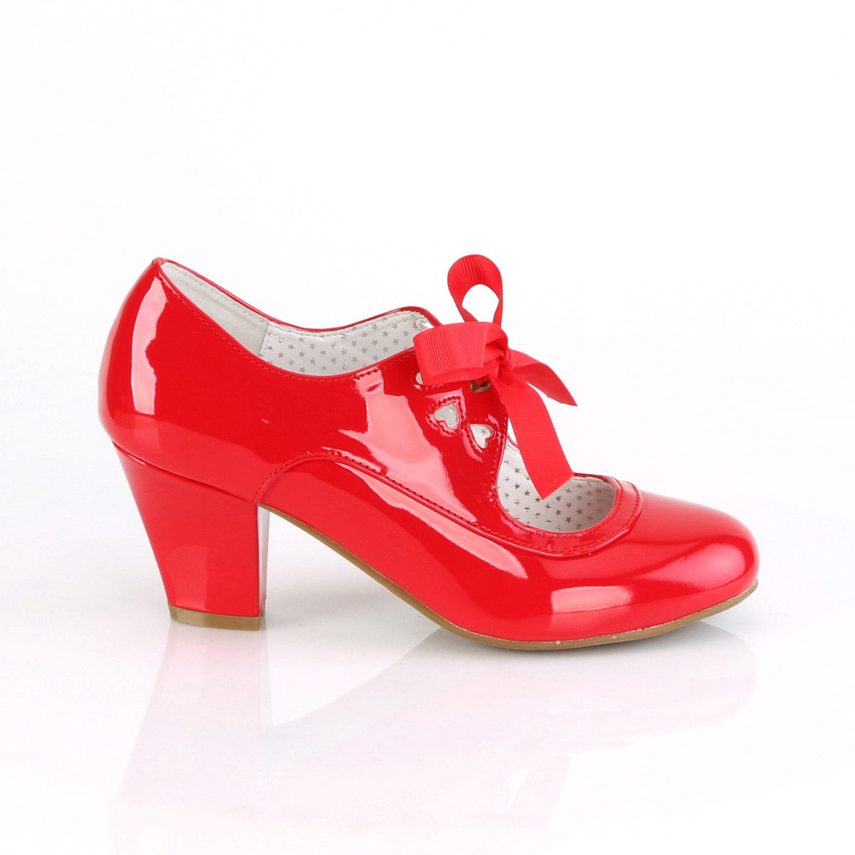 2 1/2" Cuben Heel Mary Jane Pump W/ribbon Tie Pleaser Pin Up Couture WIGGLE/32