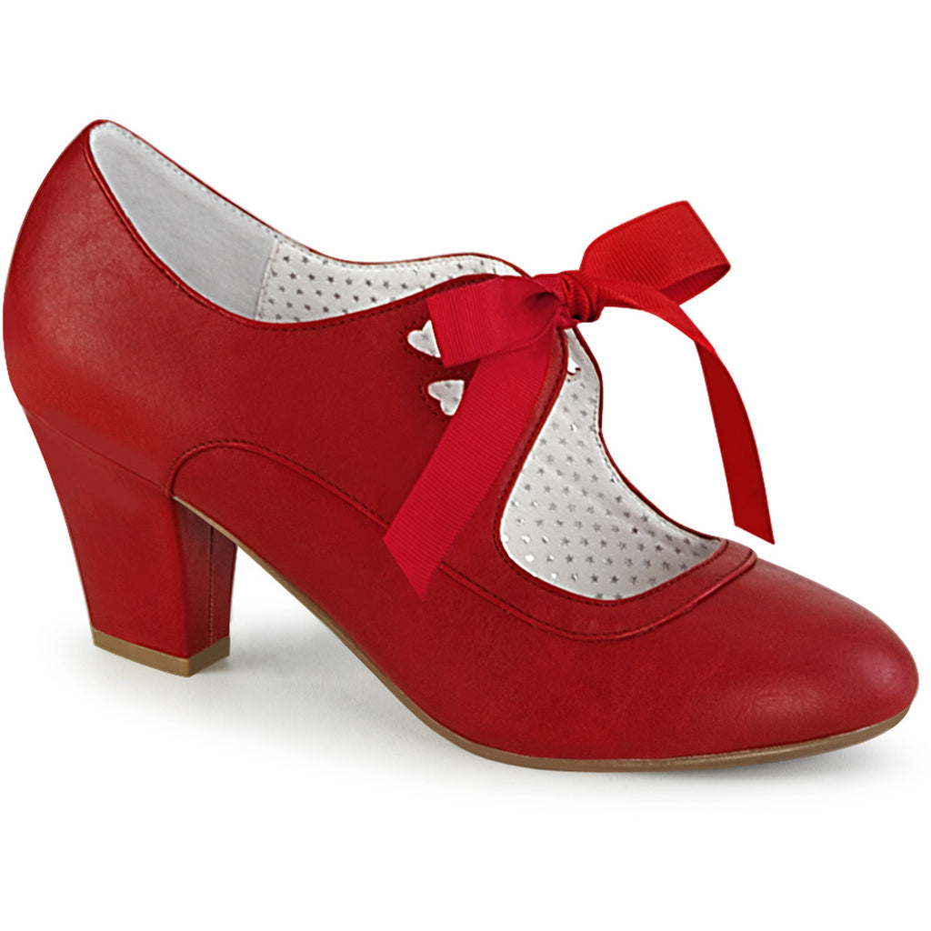 2 1/2" Cuben Heel Mary Jane Pump W/ribbon Tie Pleaser Pin Up Couture WIGGLE/32