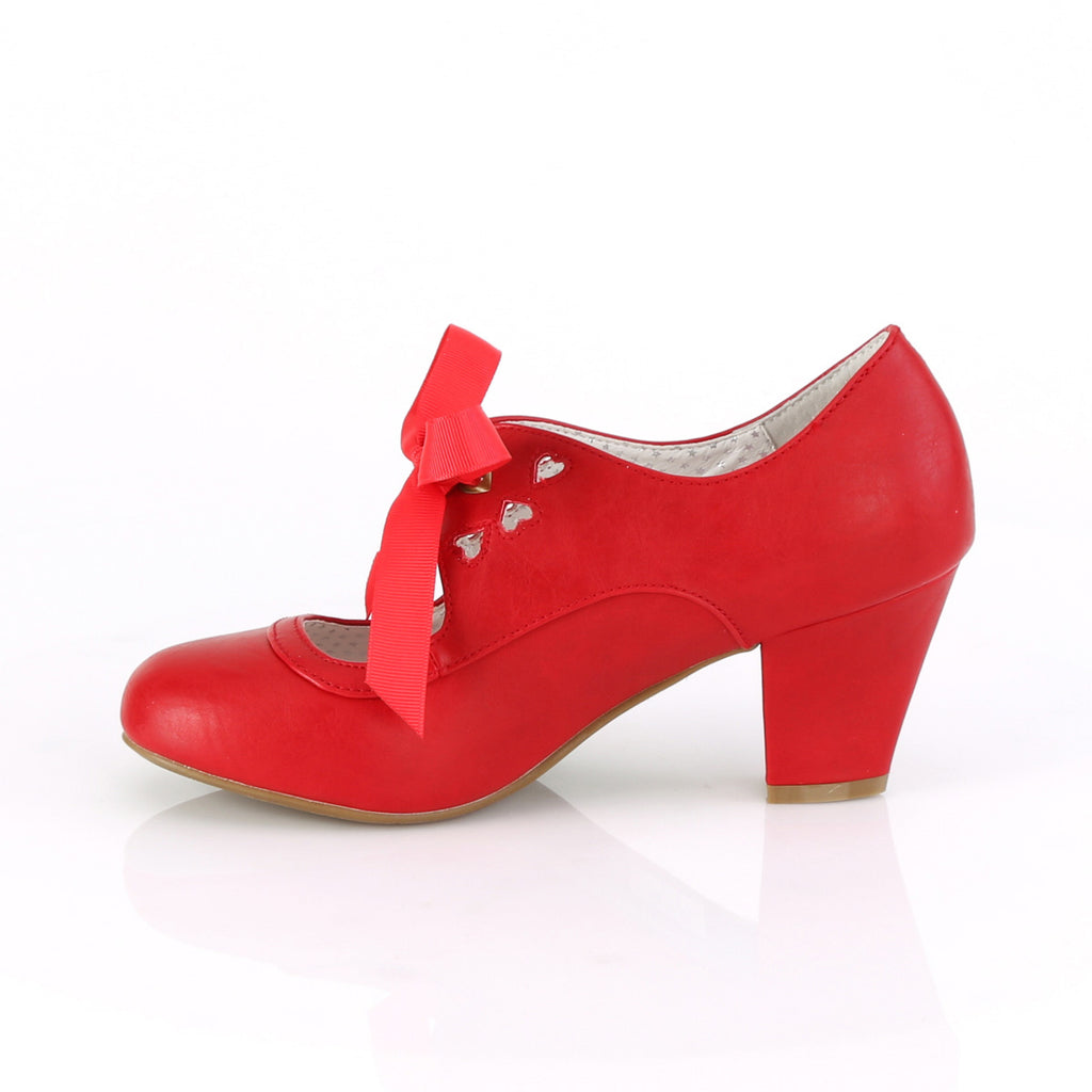 2 1/2" Cuben Heel Mary Jane Pump W/ribbon Tie Pleaser Pin Up Couture WIGGLE/32