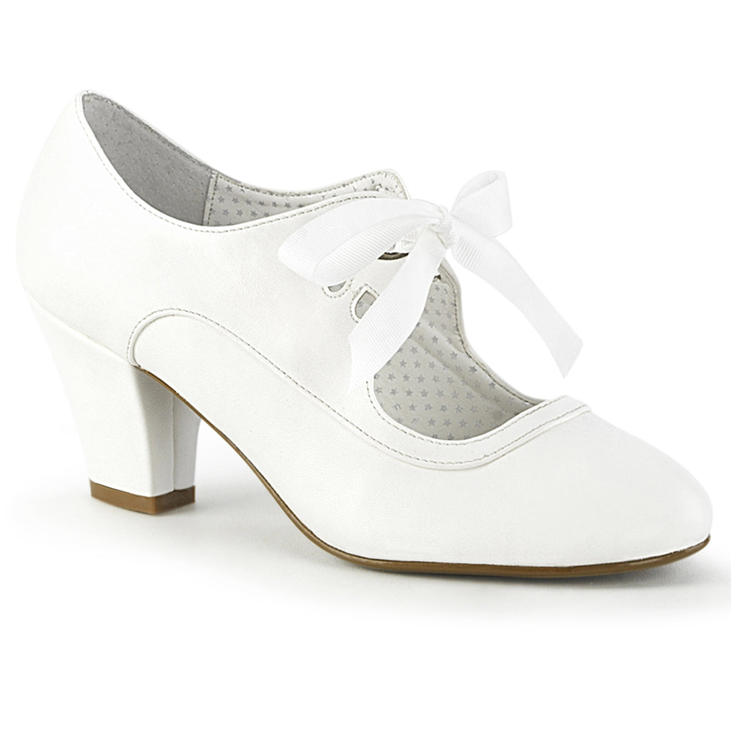 2" Cuben Heel Mary Jane Pump W/Ribbon Tie Pleaser Pin Up Couture WIGGLE/32