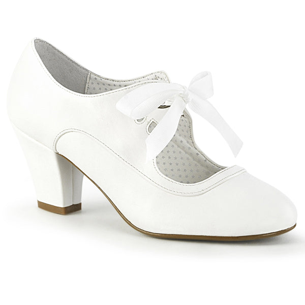 2" Cuben Heel Mary Jane Pump W/Ribbon Tie Pleaser Pin Up Couture WIGGLE/32