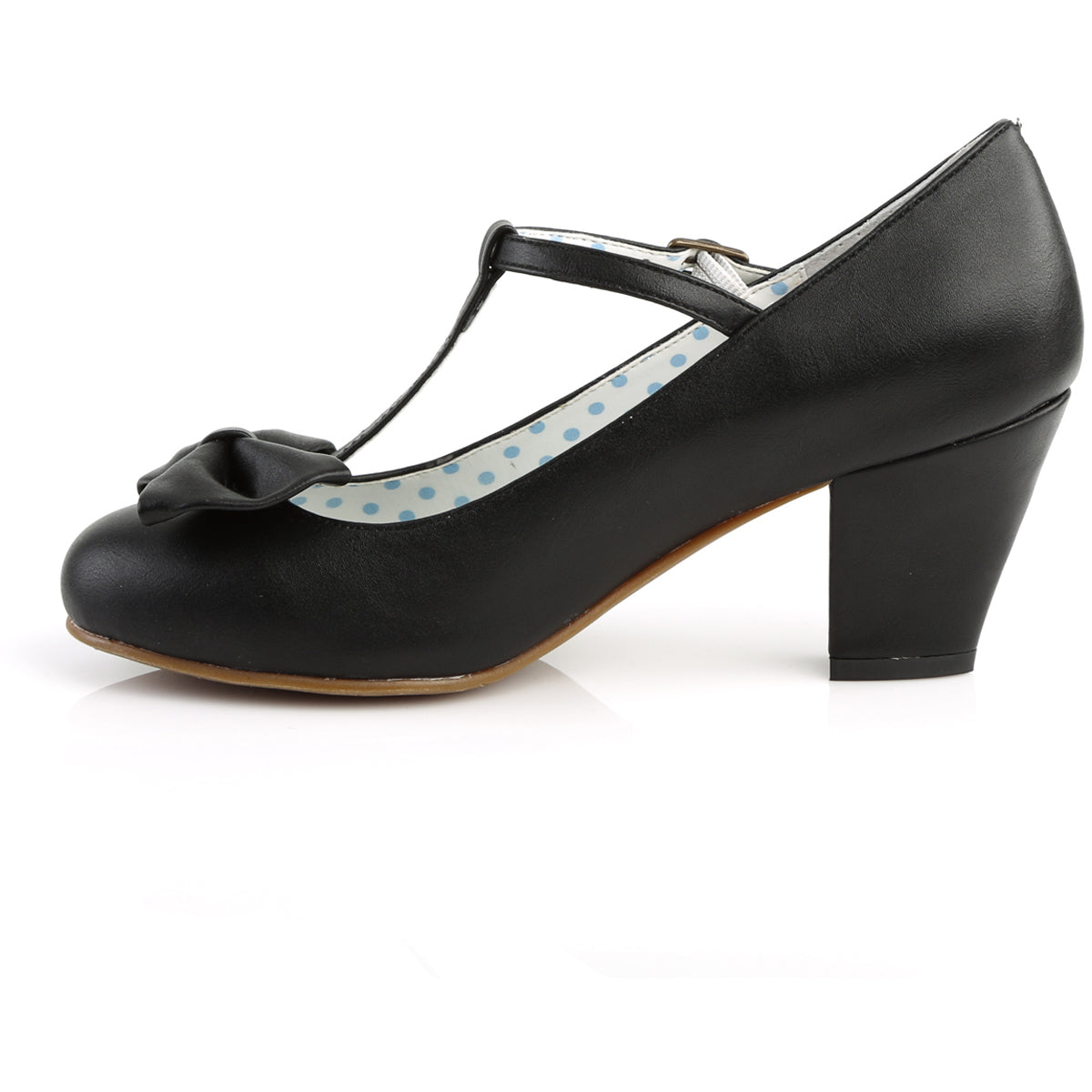 2 1/2" Cuben Heel T-Strap Pump W/ Bow Pleaser Pin Up Couture WIGGLE/50