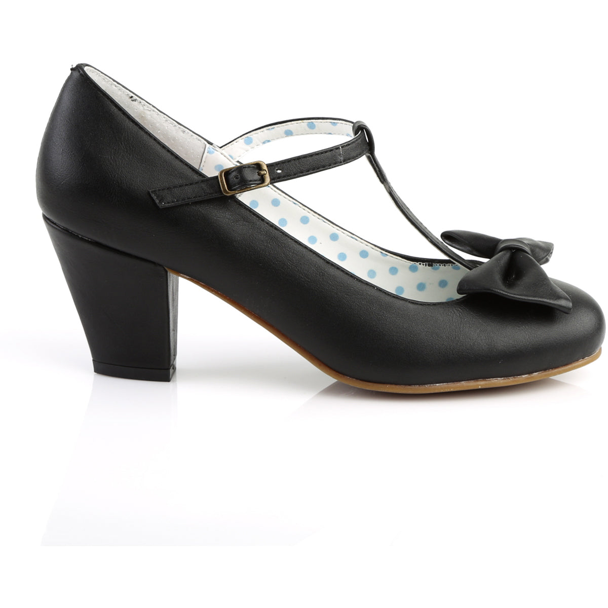 2 1/2" Cuben Heel T-Strap Pump W/ Bow Pleaser Pin Up Couture WIGGLE/50