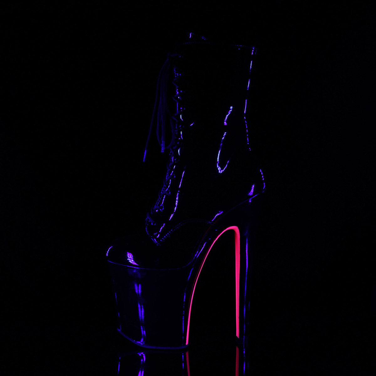 Pleaser Xtreme-1020TT Two Tone Lace-up Platform Ankle Boots with Side Zip Secondary image