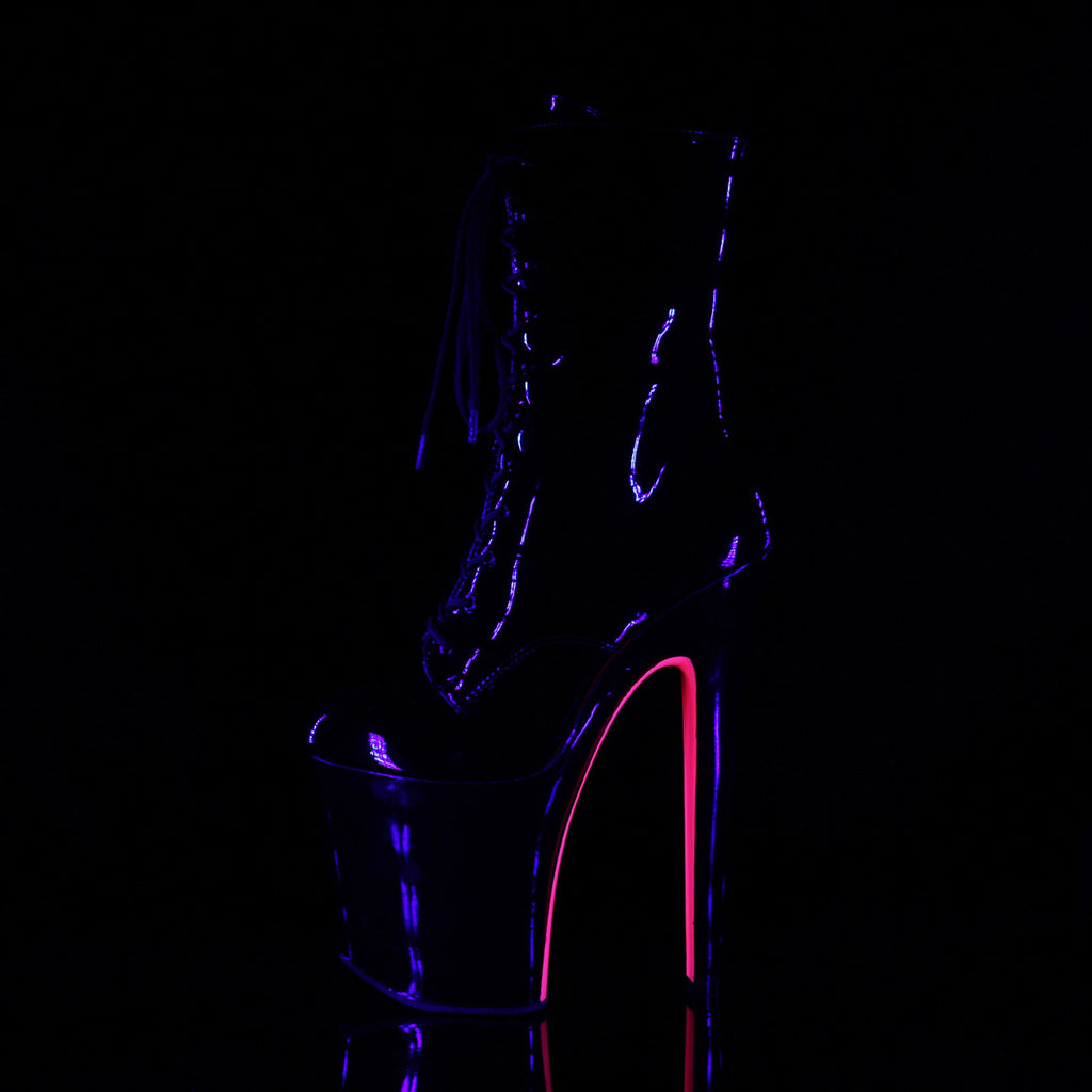 8" Heel, 4" PF Lace-up Two Tone Ankle Boot, Side Zip Pleaser Pleaser XTREME/1020TT
