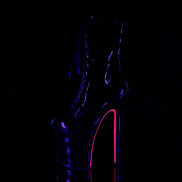 8" Heel, 4" PF Lace-up Two Tone Ankle Boot, Side Zip Pleaser Pleaser XTREME/1020TT
