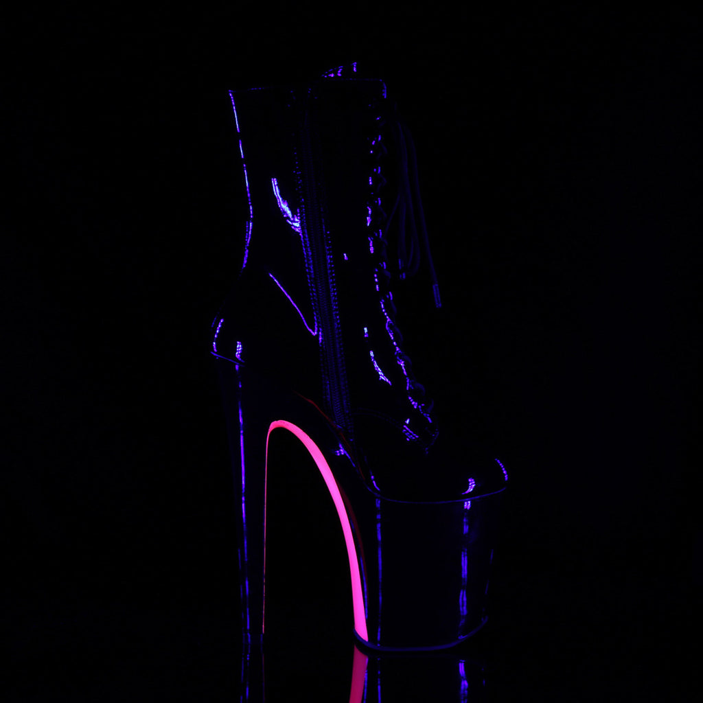 8" Heel, 4" PF Lace-up Two Tone Ankle Boot, Side Zip Pleaser Pleaser XTREME/1020TT