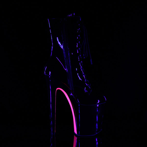 8" Heel, 4" PF Lace-up Two Tone Ankle Boot, Side Zip Pleaser Pleaser XTREME/1020TT