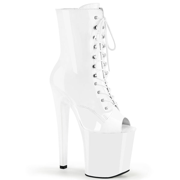 8" Heel, 4" PF Peep Toe Lace-Up Ankle Boot, Side Zip Pleaser Pleaser XTREME/1021